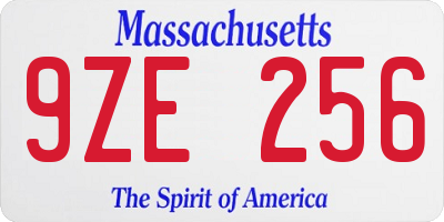 MA license plate 9ZE256