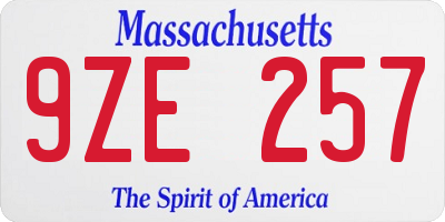 MA license plate 9ZE257