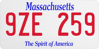 MA license plate 9ZE259