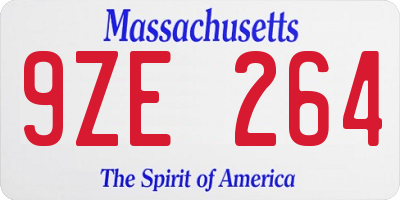 MA license plate 9ZE264