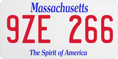 MA license plate 9ZE266