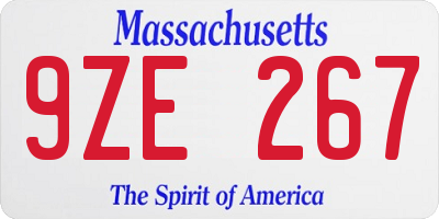 MA license plate 9ZE267