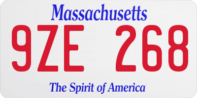 MA license plate 9ZE268