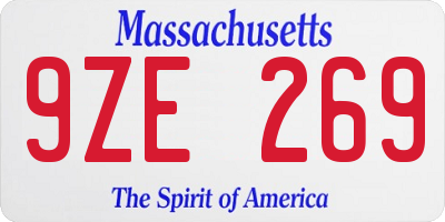 MA license plate 9ZE269