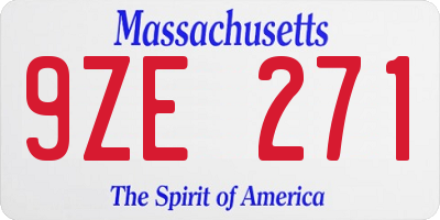 MA license plate 9ZE271