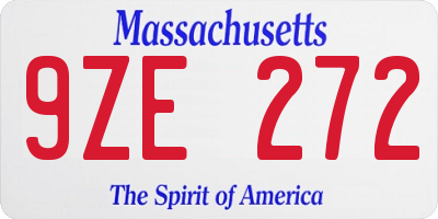 MA license plate 9ZE272