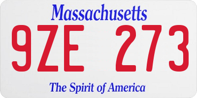 MA license plate 9ZE273