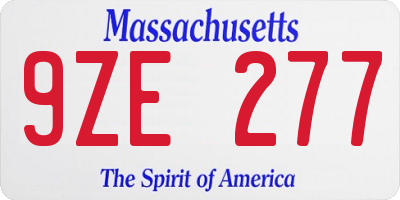 MA license plate 9ZE277