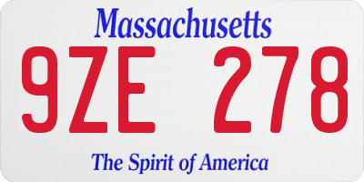 MA license plate 9ZE278