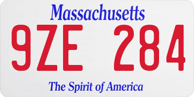 MA license plate 9ZE284