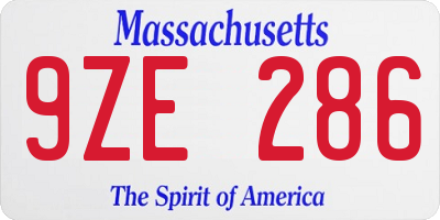 MA license plate 9ZE286