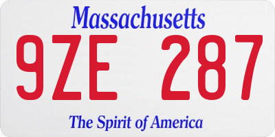 MA license plate 9ZE287