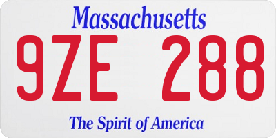 MA license plate 9ZE288