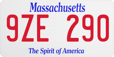 MA license plate 9ZE290