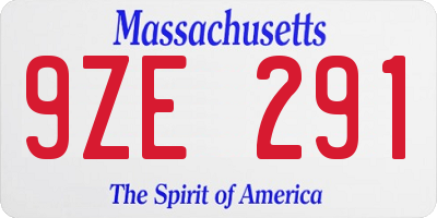 MA license plate 9ZE291