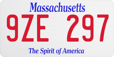 MA license plate 9ZE297