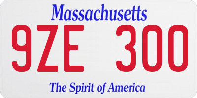 MA license plate 9ZE300