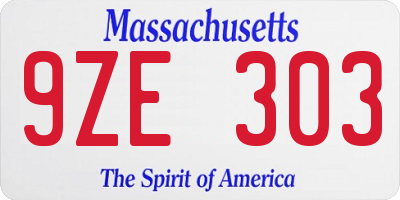 MA license plate 9ZE303