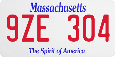 MA license plate 9ZE304