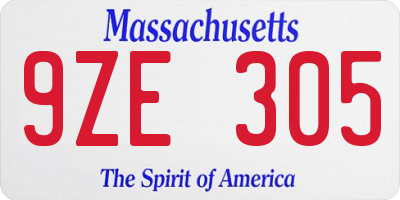 MA license plate 9ZE305