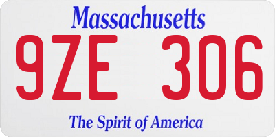 MA license plate 9ZE306