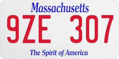 MA license plate 9ZE307