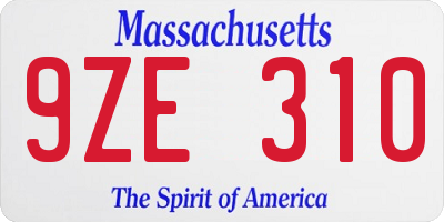 MA license plate 9ZE310