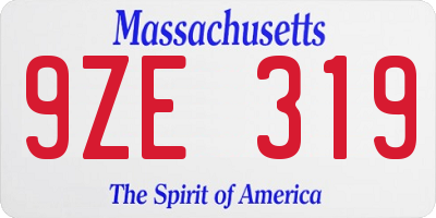 MA license plate 9ZE319