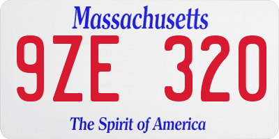 MA license plate 9ZE320