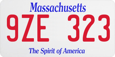 MA license plate 9ZE323