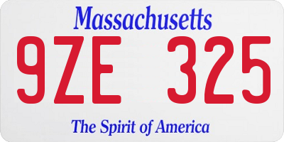 MA license plate 9ZE325