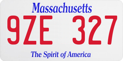 MA license plate 9ZE327