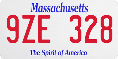 MA license plate 9ZE328