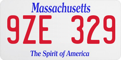 MA license plate 9ZE329