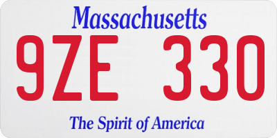 MA license plate 9ZE330