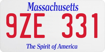 MA license plate 9ZE331