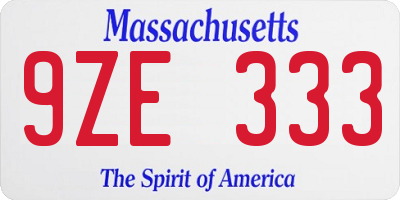 MA license plate 9ZE333