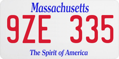 MA license plate 9ZE335