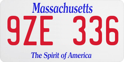 MA license plate 9ZE336