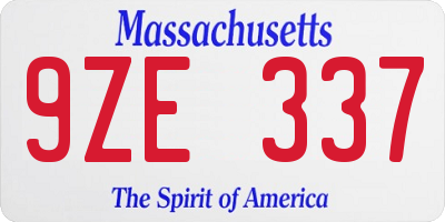 MA license plate 9ZE337