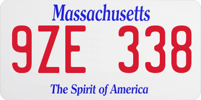 MA license plate 9ZE338