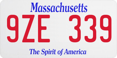 MA license plate 9ZE339