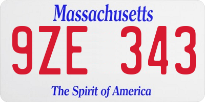 MA license plate 9ZE343