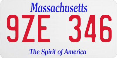 MA license plate 9ZE346