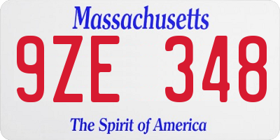 MA license plate 9ZE348