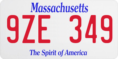 MA license plate 9ZE349