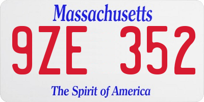 MA license plate 9ZE352