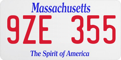 MA license plate 9ZE355