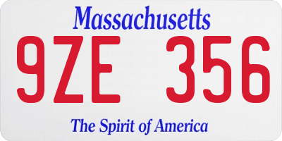 MA license plate 9ZE356
