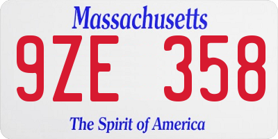 MA license plate 9ZE358